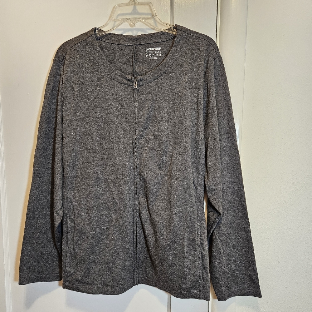 Land's End gray zip up cardigan